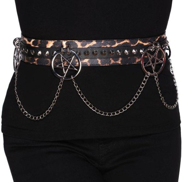 🆕Killstar"Feline Fancy" Pentagram Leopard Belt - Picture 1 of 11